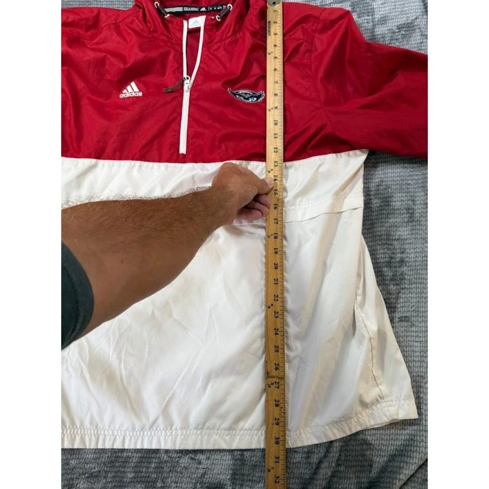 Florida Atlantic Adidas Mens XL Windbreaker Jacket Red 1/2 Zip‎ Pullover Hooded.